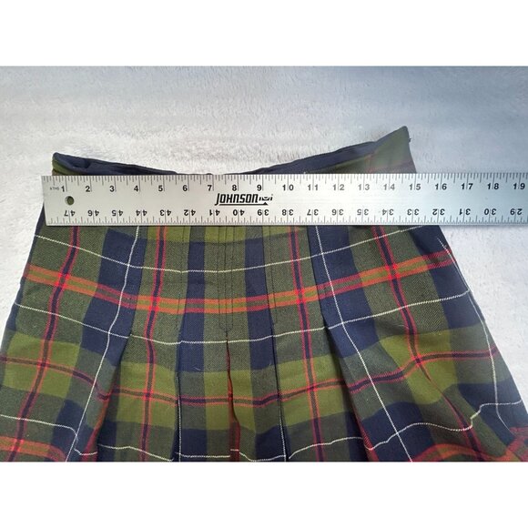 J.Crew Womens Pleated Tartan Plaid Wool Skirt Size 4 Green Navy Style 67298 - Picture 7 of 9